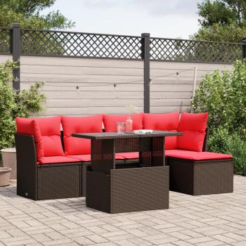ARDEBO.de - 6-teiliges Gartensofa-Set mit Kissen, braun, Polyrattan