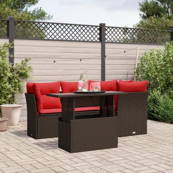 ARDEBO.de - 5-teiliges Gartensofa-Set mit Kissen, braun, Polyrattan