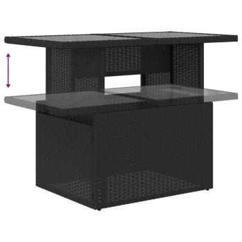 7-teiliges Gartensofa-Set mit Kissen, schwarzes Polyrattan