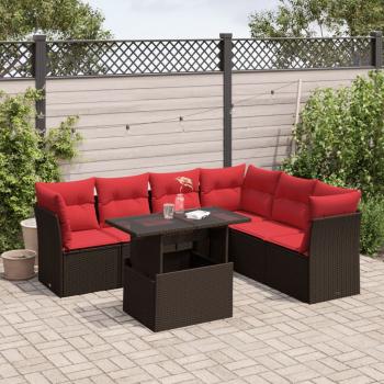 ARDEBO.de - 7-teiliges Gartensofa-Set mit Kissen, braun, Polyrattan