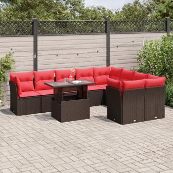 ARDEBO.de - 10-teiliges Gartensofa-Set mit Kissen, braun, Polyrattan
