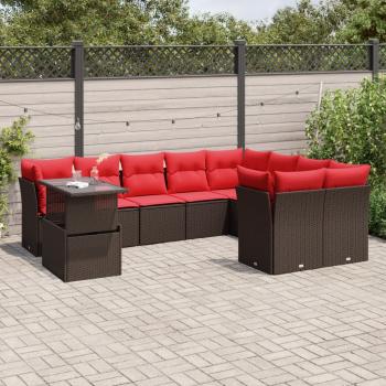 ARDEBO.de - 10-teiliges Gartensofa-Set mit Kissen, braun, Polyrattan