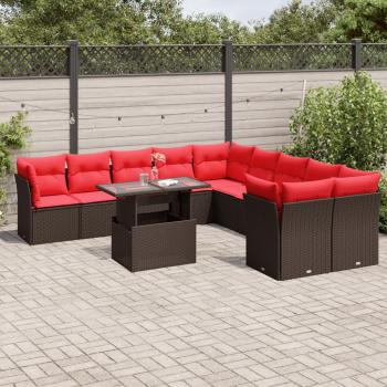 ARDEBO.de - 11-teiliges Gartensofa-Set mit Kissen, braun, Polyrattan