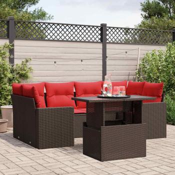 ARDEBO.de - 7-teiliges Gartensofa-Set mit Kissen, braun, Polyrattan