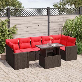 ARDEBO.de - 8-teiliges Gartensofa-Set mit Kissen, braun, Polyrattan