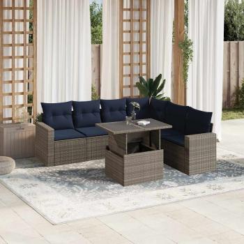 ARDEBO.de - 7-teiliges Gartensofa-Set mit Kissen, grau, Polyrattan
