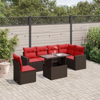 ARDEBO.de - 7-teiliges Gartensofa-Set mit Kissen, braun, Polyrattan