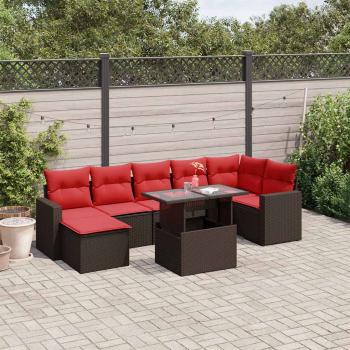 ARDEBO.de - 8-teiliges Gartensofa-Set mit Kissen, braun, Polyrattan