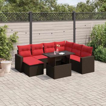 ARDEBO.de - 8-teiliges Gartensofa-Set mit Kissen, braun, Polyrattan