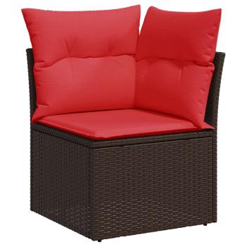 9-teiliges Gartensofa-Set mit Kissen, braun, Polyrattan