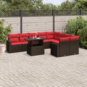ARDEBO.de - 10-teiliges Gartensofa-Set mit Kissen, braun, Polyrattan