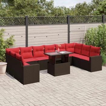 ARDEBO.de - 11-teiliges Gartensofa-Set mit Kissen, braun, Polyrattan