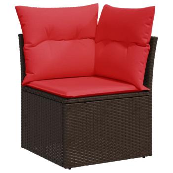 5-teiliges Gartensofa-Set mit Kissen, braun, Polyrattan