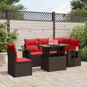 ARDEBO.de - 6-teiliges Gartensofa-Set mit Kissen, braun, Polyrattan