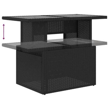 7-teiliges Gartensofa-Set mit Kissen, schwarzes Polyrattan