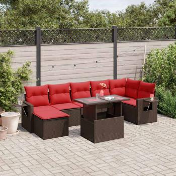 ARDEBO.de - 8-teiliges Gartensofa-Set mit Kissen, braun, Polyrattan