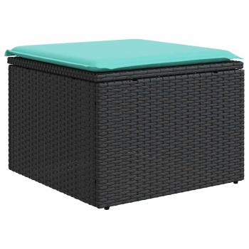 8-teiliges Gartensofa-Set mit Kissen, schwarzes Polyrattan