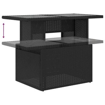 8-teiliges Gartensofa-Set mit Kissen, schwarzes Polyrattan