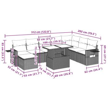 ARDEBO.de - 9-teiliges Gartensofa-Set mit Kissen, grau, Polyrattan