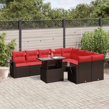 ARDEBO.de - 10-teiliges Gartensofa-Set mit Kissen, braun, Polyrattan