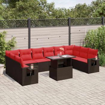 ARDEBO.de - 11-teiliges Gartensofa-Set mit Kissen, braun, Polyrattan