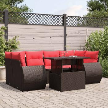 ARDEBO.de - 7-teiliges Gartensofa-Set mit Kissen, braun, Polyrattan