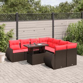 ARDEBO.de - 9-teiliges Gartensofa-Set mit Kissen, braun, Polyrattan