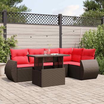 ARDEBO.de - 6-teiliges Gartensofa-Set mit Kissen, braun, Polyrattan