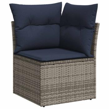 6-teiliges Gartensofa-Set mit Kissen, grau, Polyrattan