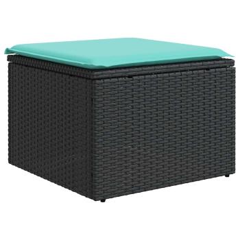 8-teiliges Gartensofa-Set mit Kissen, schwarzes Polyrattan