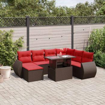 ARDEBO.de - 8-teiliges Gartensofa-Set mit Kissen, braun, Polyrattan