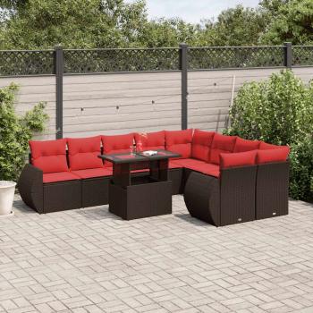ARDEBO.de - 10-teiliges Gartensofa-Set mit Kissen, braun, Polyrattan