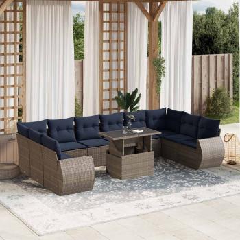 ARDEBO.de - 11-teiliges Gartensofa-Set mit Kissen, grau, Polyrattan