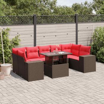 ARDEBO.de - 8-teiliges Gartensofa-Set mit Kissen, braun, Polyrattan