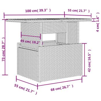 6-teiliges Gartensofa-Set mit Kissen, grau, Polyrattan