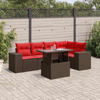 ARDEBO.de - 6-teiliges Gartensofa-Set mit Kissen, braun, Polyrattan