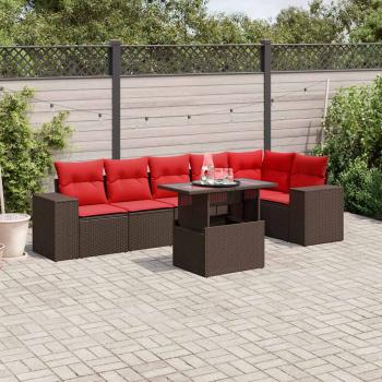 ARDEBO.de - 7-teiliges Gartensofa-Set mit Kissen, braun, Polyrattan