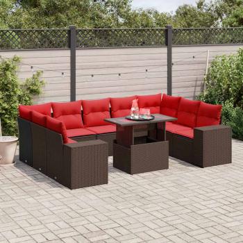 ARDEBO.de - 10-teiliges Gartensofa-Set mit Kissen, braun, Polyrattan