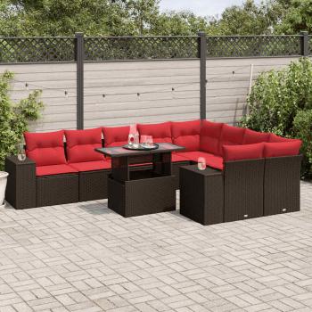ARDEBO.de - 10-teiliges Gartensofa-Set mit Kissen, braun, Polyrattan
