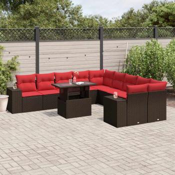 ARDEBO.de - 11-teiliges Gartensofa-Set mit Kissen, braun, Polyrattan