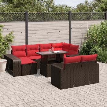ARDEBO.de - 11-teiliges Gartensofa-Set mit Kissen, braun, Polyrattan