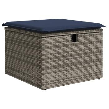 6-teiliges Gartensofa-Set mit Kissen, grau, Polyrattan