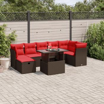ARDEBO.de - 8-teiliges Gartensofa-Set mit Kissen, braun, Polyrattan