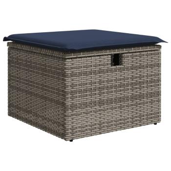8-teiliges Gartensofa-Set mit Kissen, grau, Polyrattan