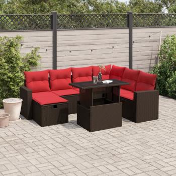 ARDEBO.de - 8-teiliges Gartensofa-Set mit Kissen, braun, Polyrattan