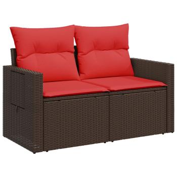 9-teiliges Gartensofa-Set mit Kissen, braun, Polyrattan