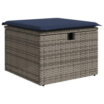 6-teiliges Gartensofa-Set mit Kissen, grau, Polyrattan