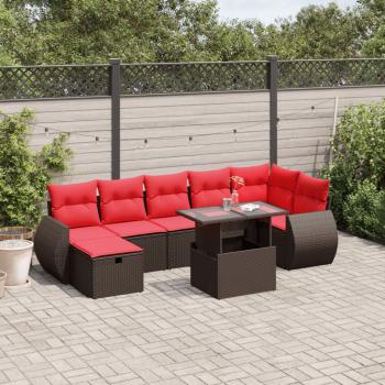 ARDEBO.de - 8-teiliges Gartensofa-Set mit Kissen, braun, Polyrattan