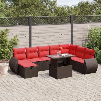 ARDEBO.de - 9-teiliges Gartensofa-Set mit Kissen, braun, Polyrattan