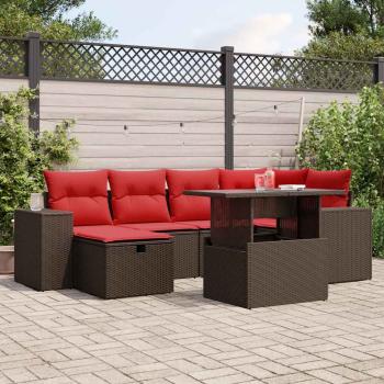 ARDEBO.de - 7-teiliges Gartensofa-Set mit Kissen, braun, Polyrattan